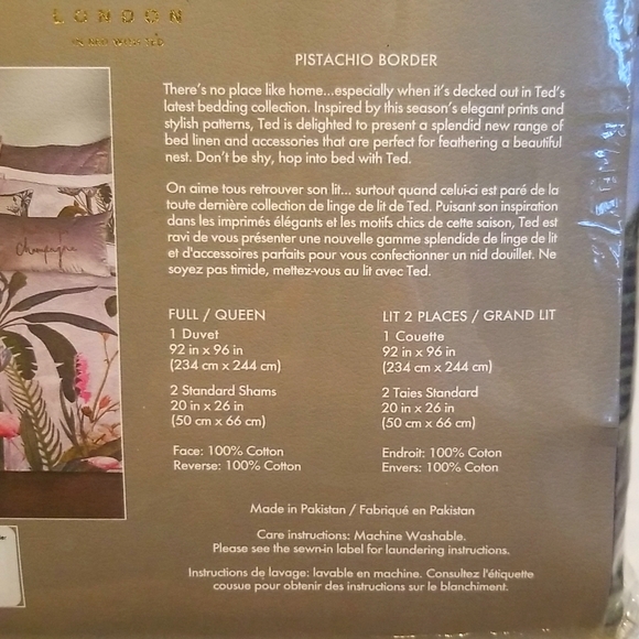 Ted Baker Full/Queen Duvet set (NWT) Flamingo/Tropical print - Picture 6 of 7